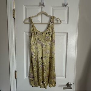 Betsey Johnson Vintage Chartreuse and Purple Floral Mini Dress